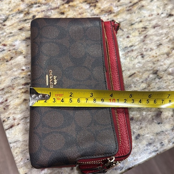 Coach Signature Brown and Red Wristlet - Picture 8 of 8